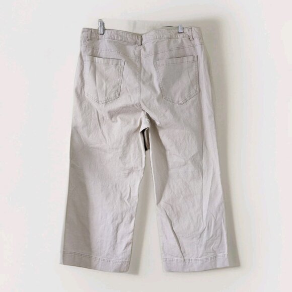 Old Navy Pants Womens 18 Beige Twill Cotton Stretch High Waist Wide Leg Coastal - Picture 16 of 16